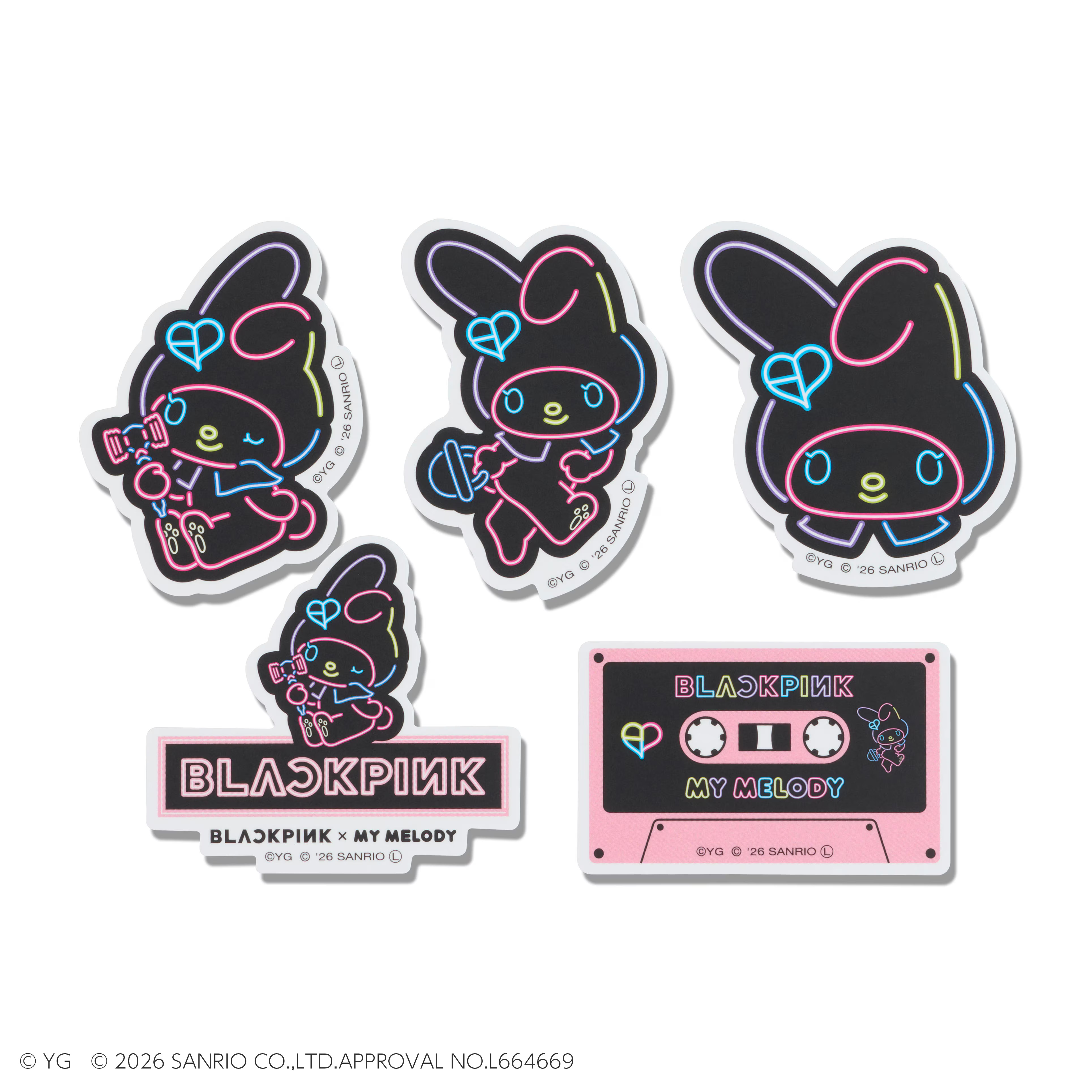 《BLACKPINK × My Melody》美樂蒂 NEON款貼紙組