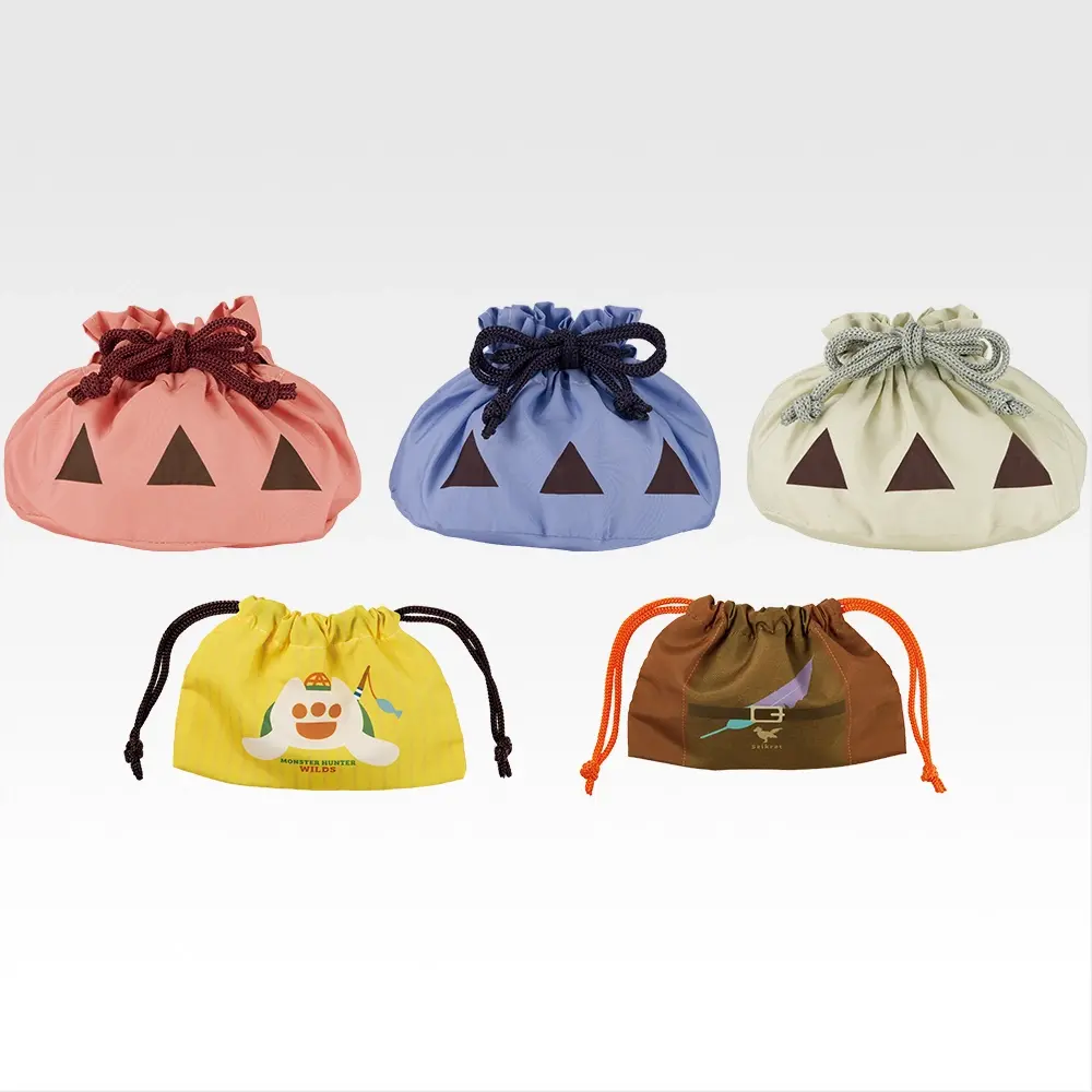 一番賞《魔物獵人 荒野》E 賞|道具圖示 巾著束口袋收藏(全 5 款,約 10cm)