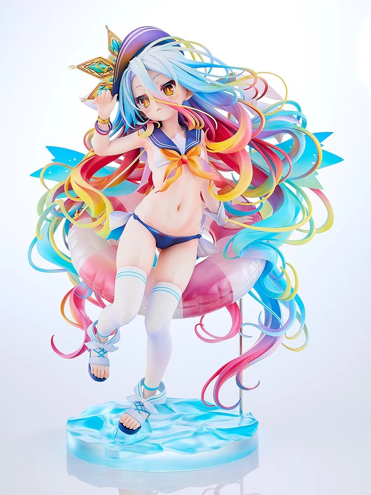 《NO GAME NO LIFE 遊戲人生》白「水手風泳裝 Ver.」1/7 比例模型公仔 冰藍水面台座，強化整體展示完成度