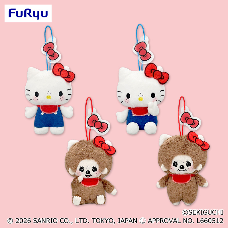 Monchhichi 蒙奇奇 × Hello Kitty 同款附壓克力吊飾絨毛玩偶