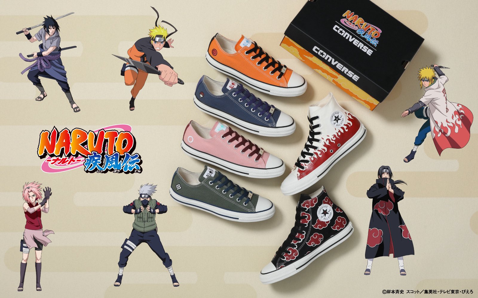 CONVERSE × 火影忍者疾風傳聯名鞋款登場!ALL STAR OX/HI六角色齊發,鳴人、鼬經典造型熱血回歸