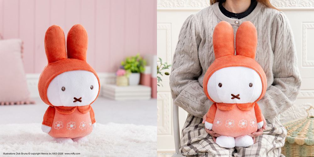 TAITO賞《Miffy 米飛兔》Pastel Flower Collection 春季抽選 A賞 米飛兔紅色花卉圖樣洋裝 特大尺寸絨毛玩偶