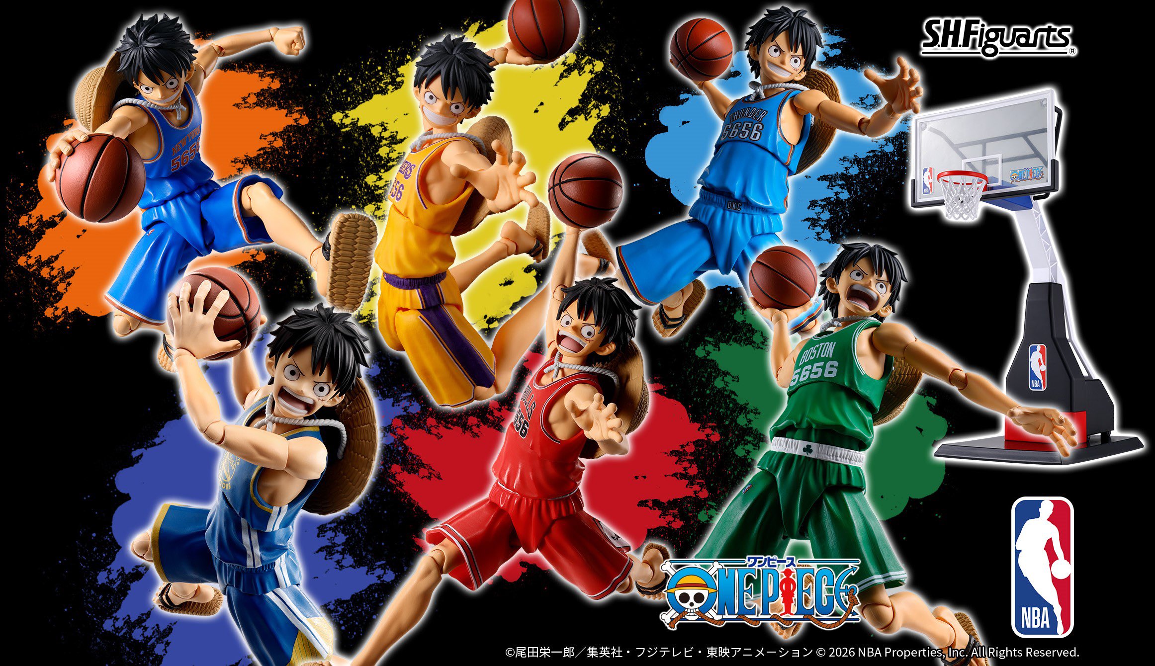 《ONE PIECE海賊王》× NBA 聯名公仔登場！S.H.Figuarts 魯夫穿上湖人、尼克球衣 10月率先開賣