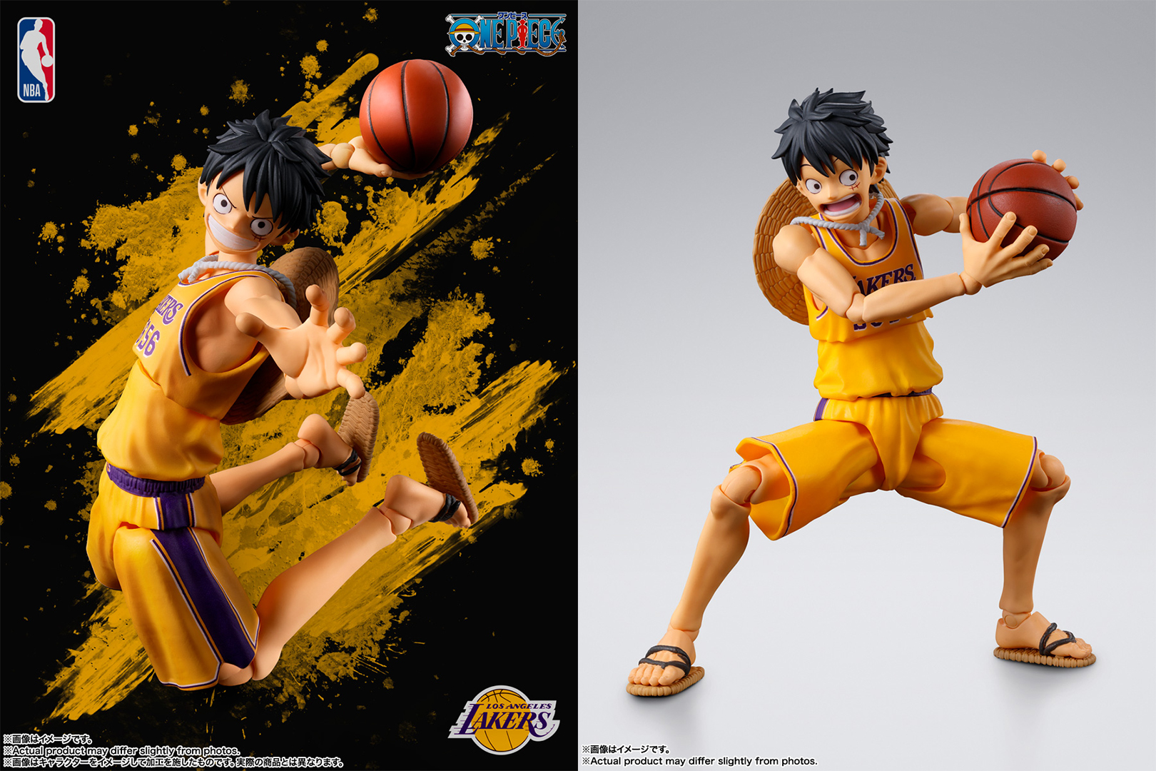 《海賊王》× NBA 聯名公仔登場！S.H.Figuarts 魯夫穿上湖人隊球衣預約開跑，10月率先開賣