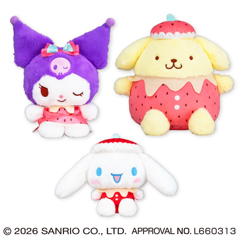 《Sanrio三麗鷗》草莓牛奶Melt系列 BIG絨毛玩偶第二彈|全3款、一款約27公分,3月第2週起登場