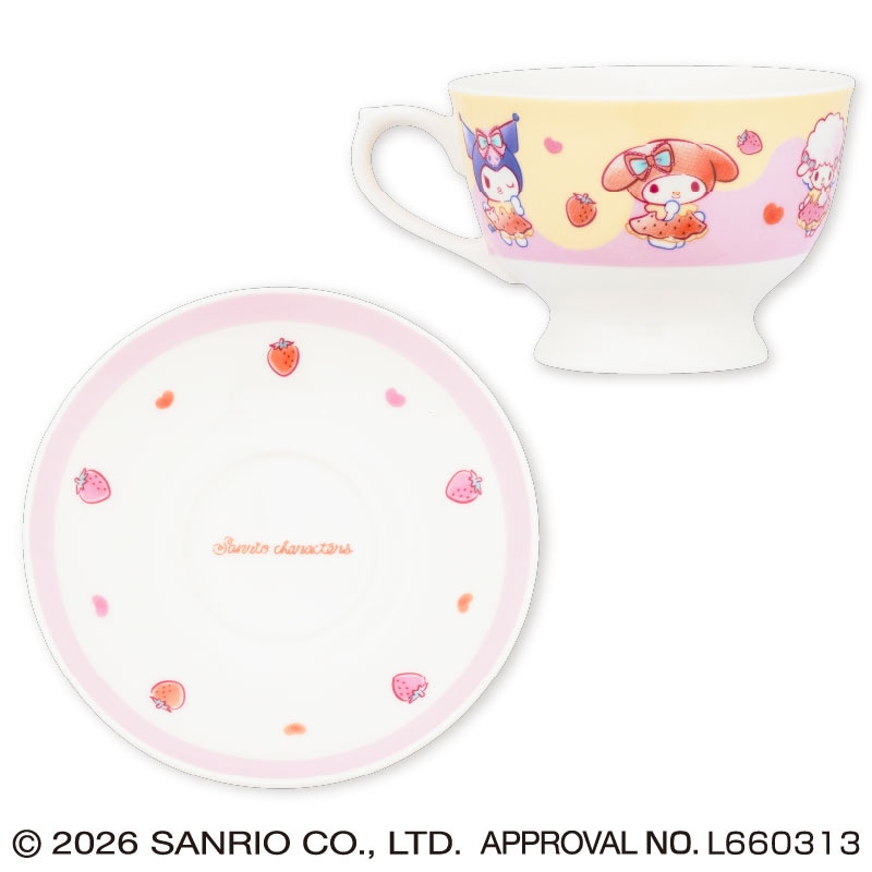 《Sanrio三麗鷗》草莓牛奶Melt系列 茶杯&茶托|約9公分,3月第2週起登場