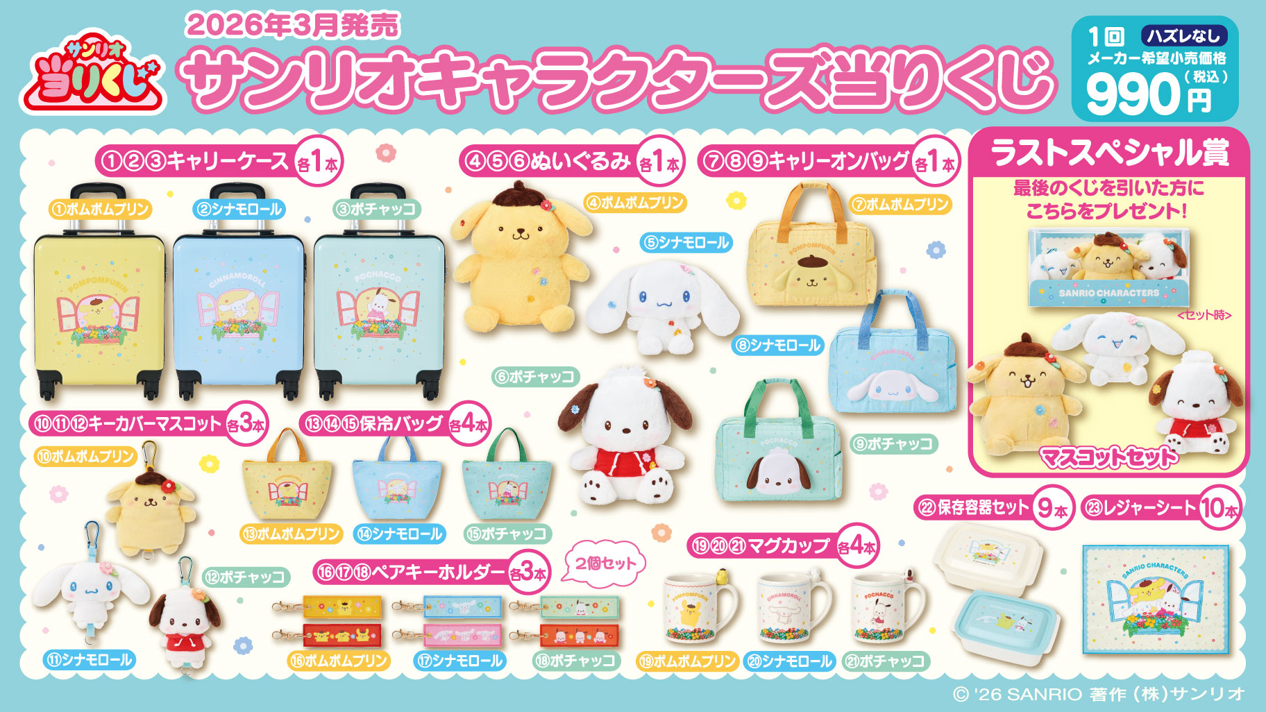 2026三麗鷗賞新品登場!布丁狗、大耳狗、帕恰狗旅行系列「Sanrio Characters 三麗鷗角色大賞」3月21日開抽