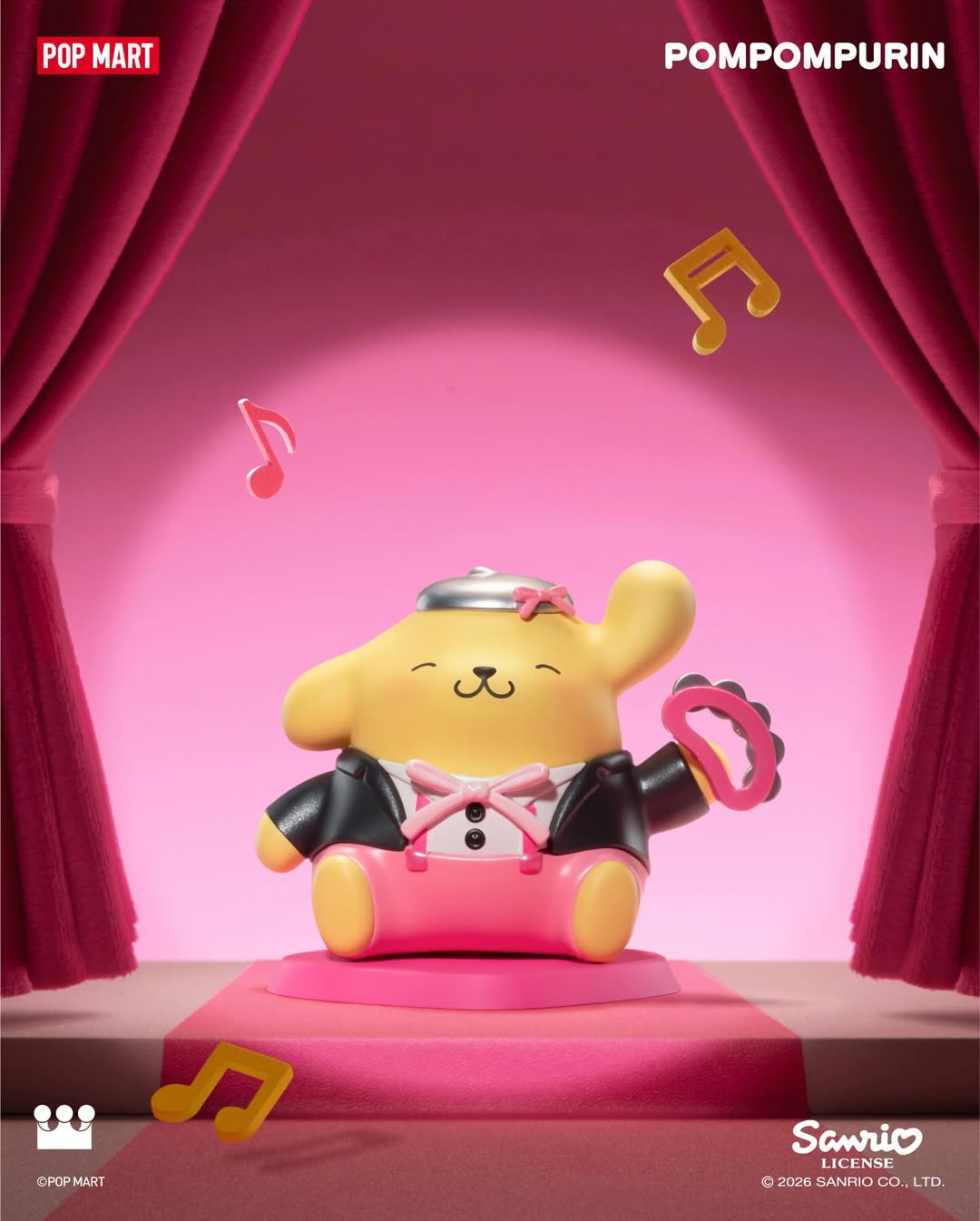 三麗鷗×泡泡瑪特聯名「Pink Party 粉紅派對系列」Pompompurin 布丁狗 隱藏版盲盒公仔