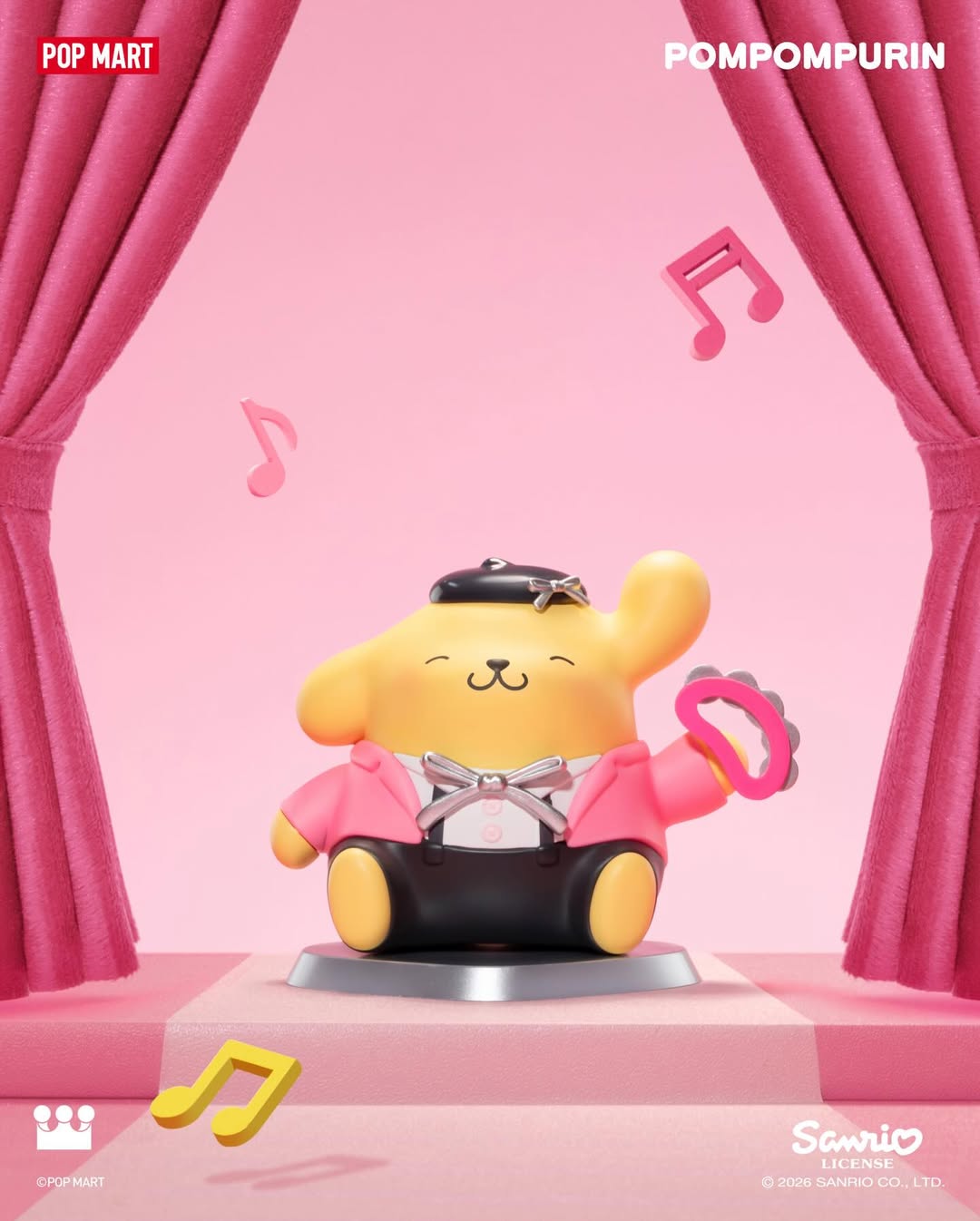 三麗鷗×泡泡瑪特聯名「Pink Party 粉紅派對系列」Pompompurin 布丁狗 基本款盲盒公仔