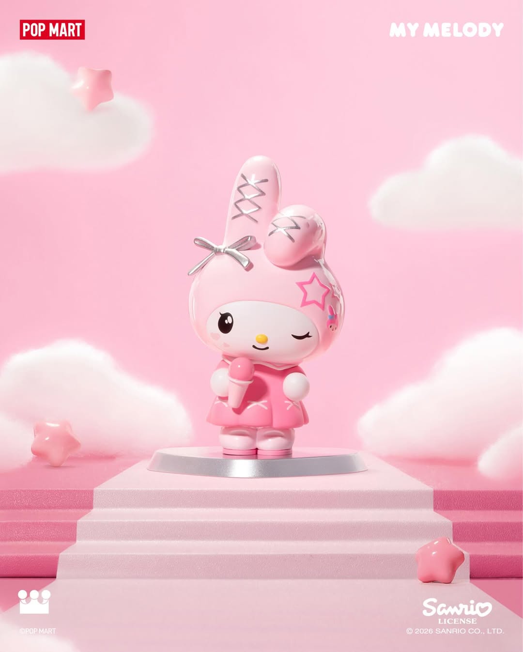三麗鷗×泡泡瑪特聯名「Pink Party 粉紅派對系列」My Melody 美樂蒂 基本款盲盒公仔