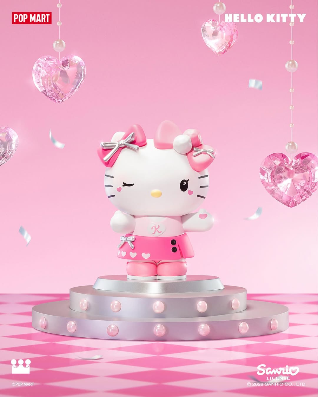 三麗鷗×泡泡瑪特聯名「Pink Party 粉紅派對系列」Hello Kitty 基本款盲盒公仔