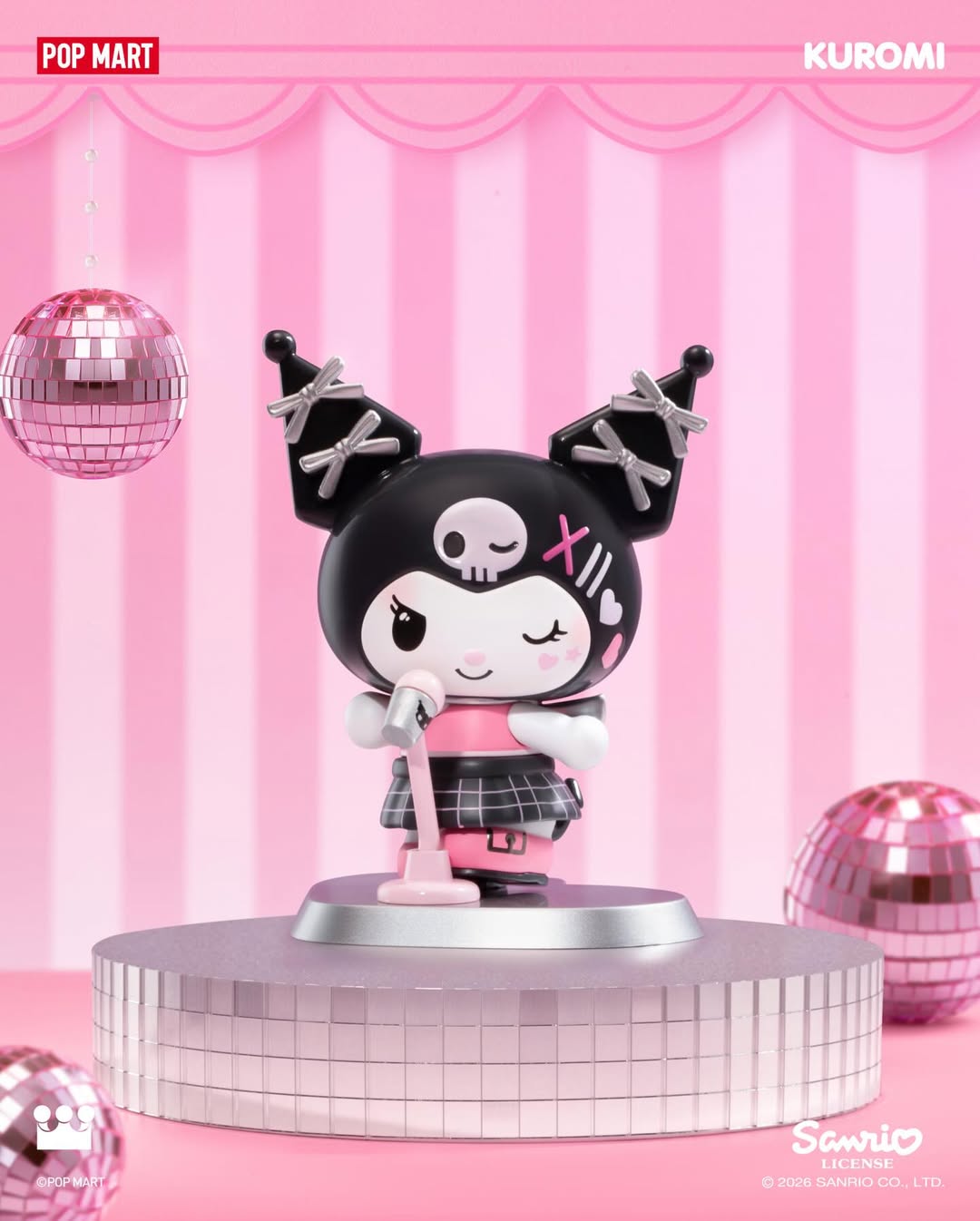 三麗鷗×泡泡瑪特聯名「Pink Party 粉紅派對系列」Kuromi 酷洛米 基本款盲盒公仔