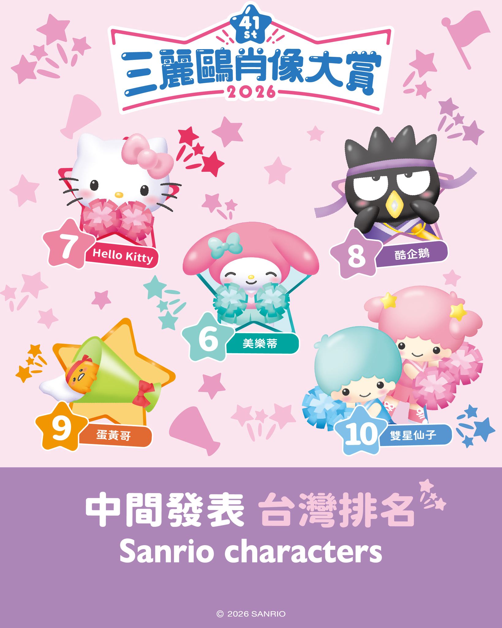 《2026三麗鷗角色大賞》台灣粉絲投票 TOP10-TOP6