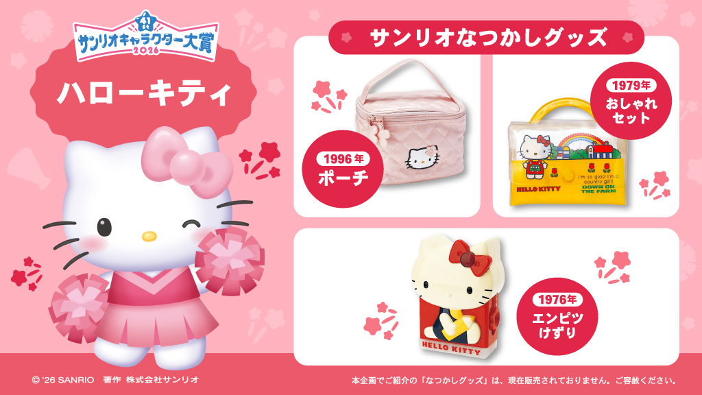 《三麗鷗角色大賞》中間排名第5名：Hello Kitty 歷代應援週邊