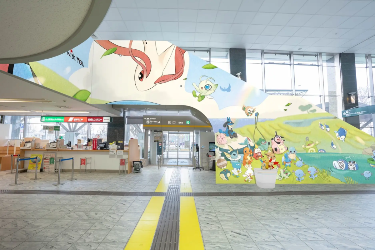 到達機場大廳出現「寶可夢復興藝術」迎接旅客