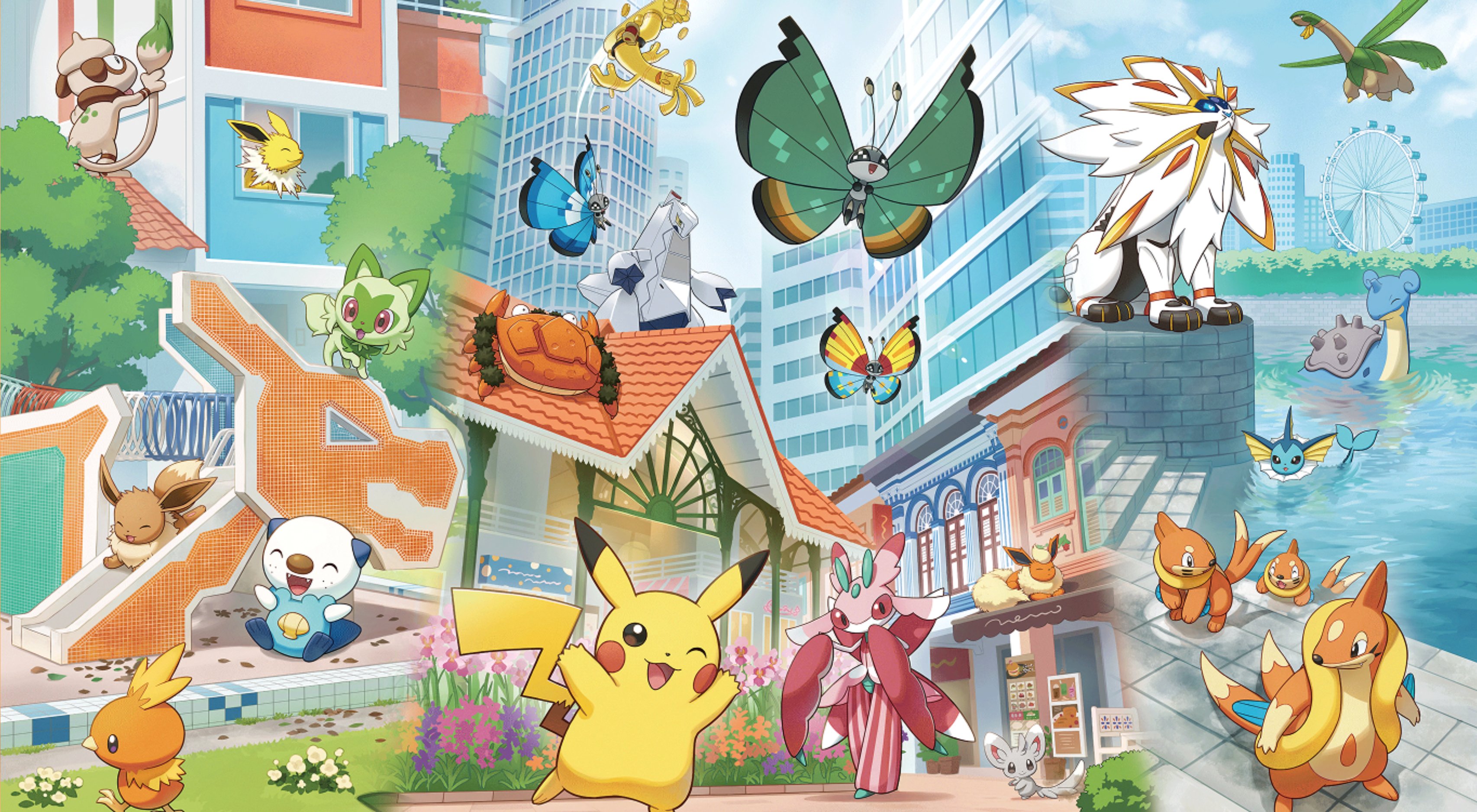 《Pok&eacute;mon Center SINGAPORE 新加坡寶可夢中心》主視覺設計融入滿滿新加坡特色