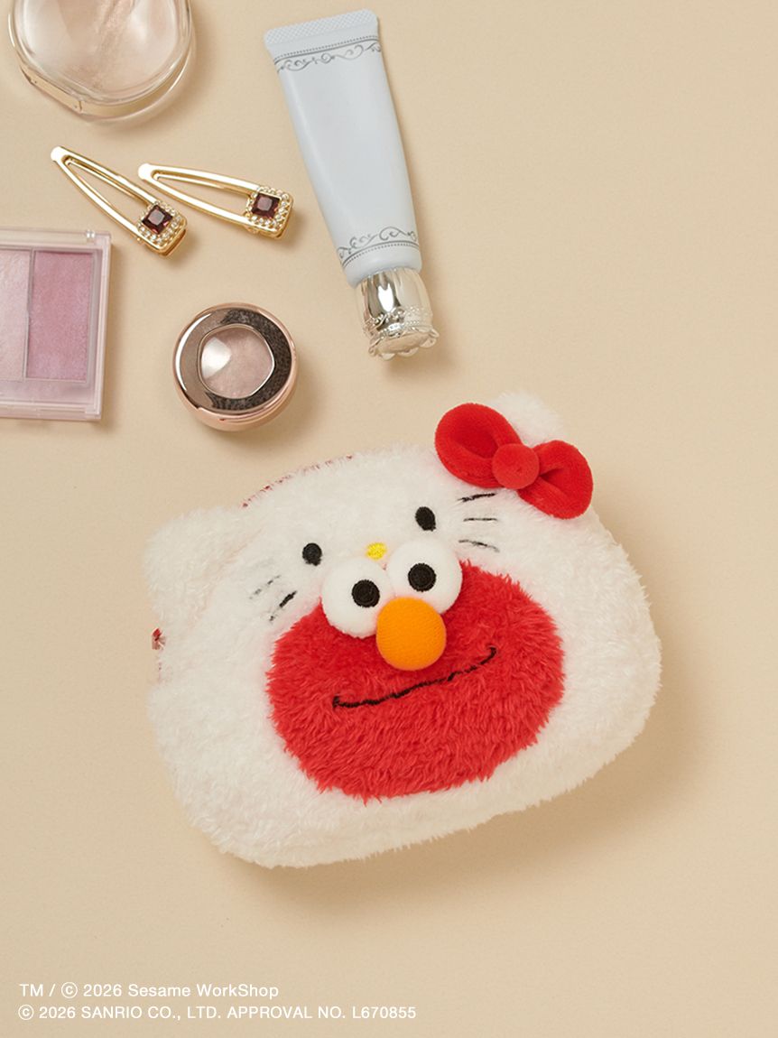 《三麗鷗 × SESAME STREET 芝麻街》聯名臉型收納包 艾摩×Hello Kitty款