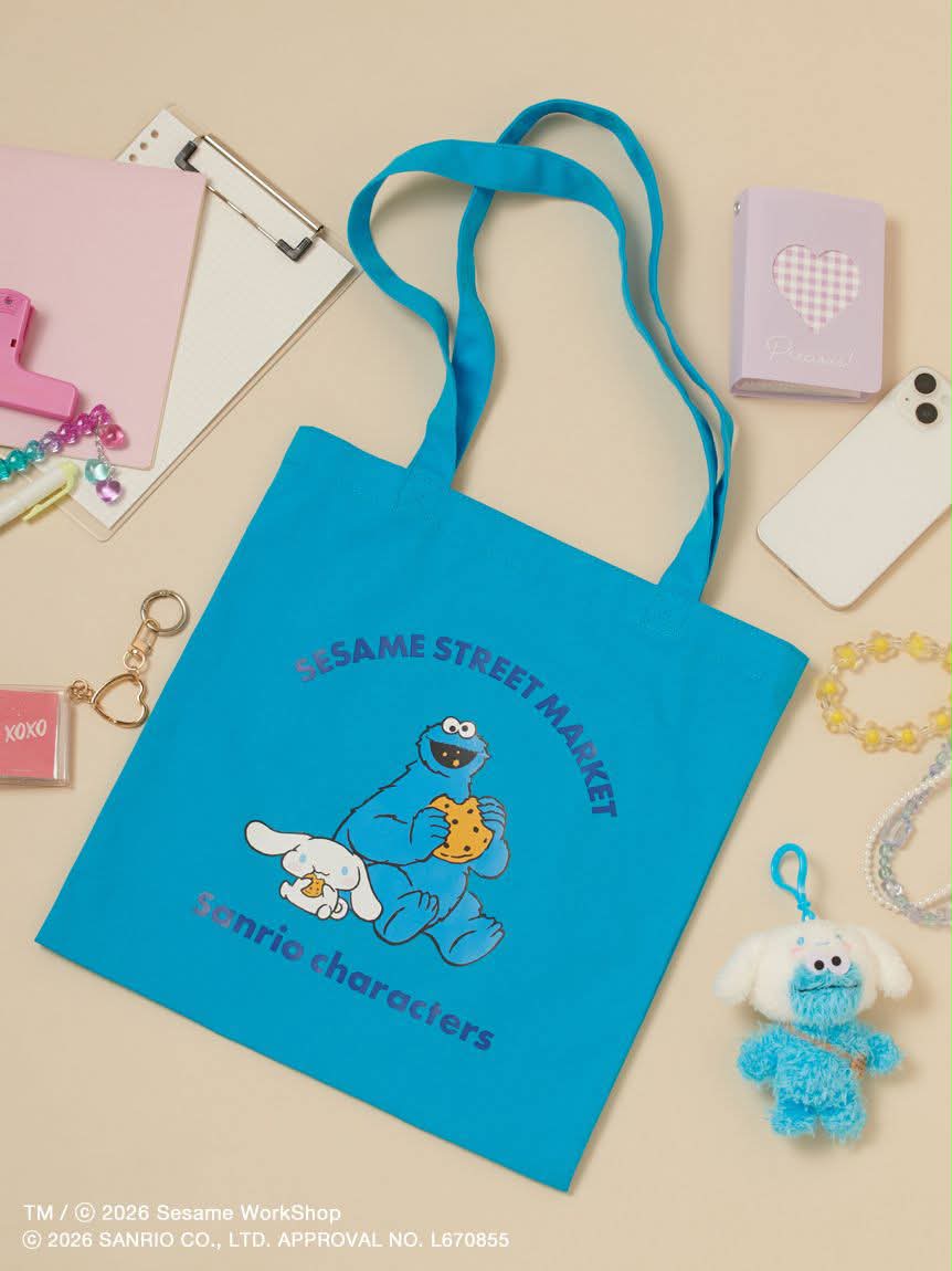 《三麗鷗 × SESAME STREET 芝麻街》A4托特包 餅乾怪獸×大耳狗喜拿款