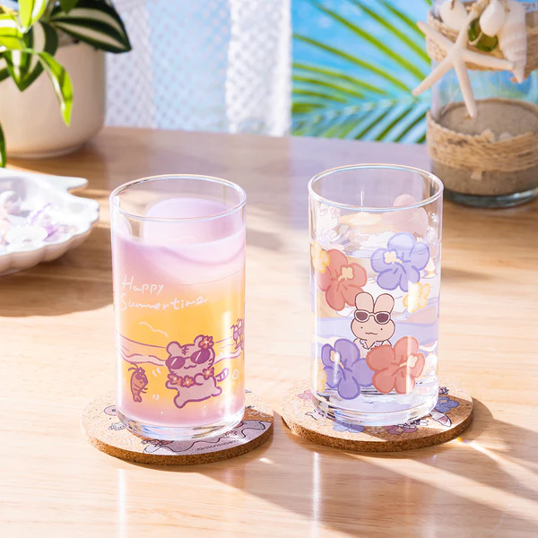 《WBTiger 小白虎與黑虎蝦》透明直身玻璃杯