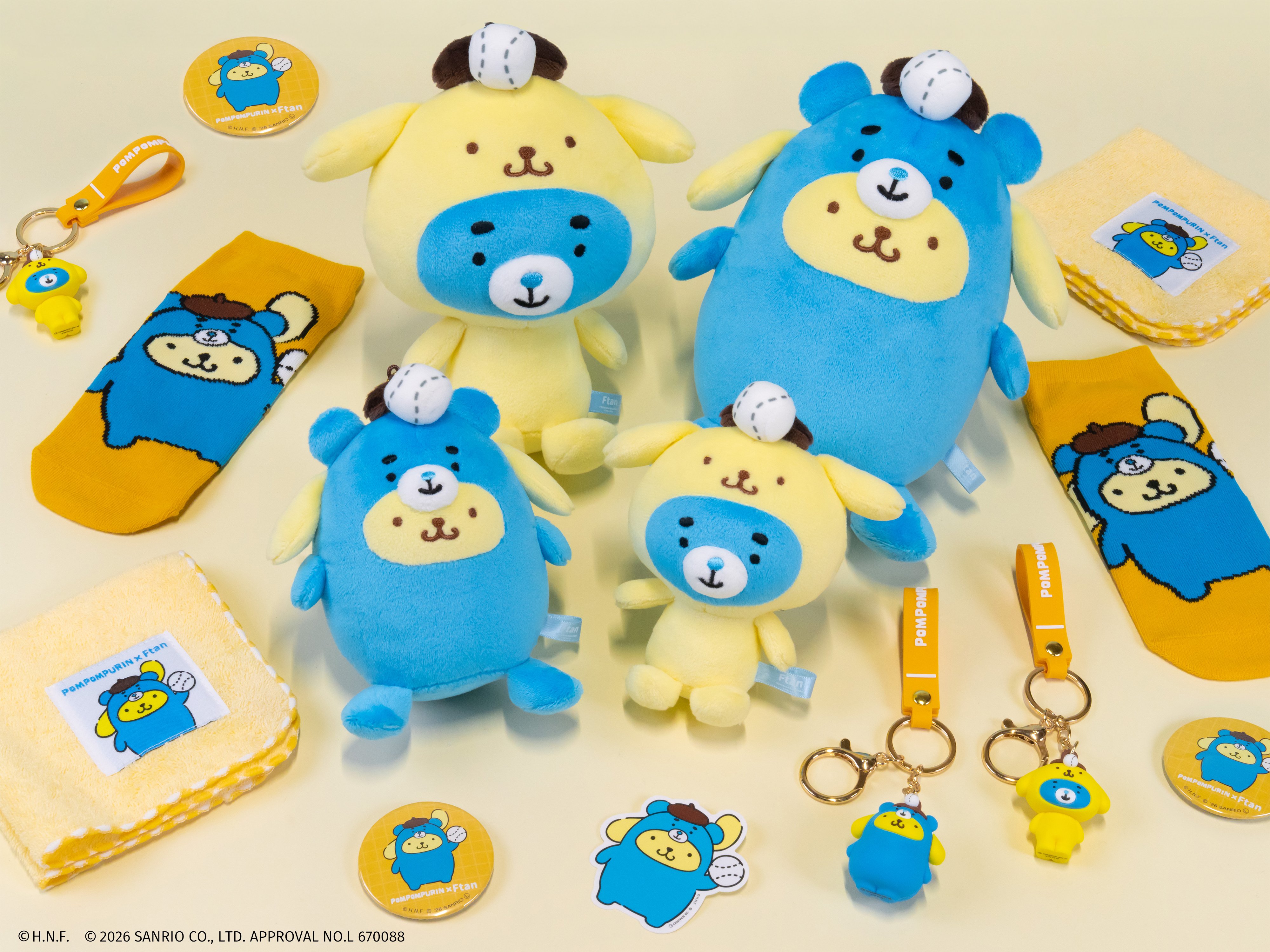 《北海道日本火腿鬥士 × 三麗鷗角色》Pompompurin 布丁狗 × Ftan 聯名系列