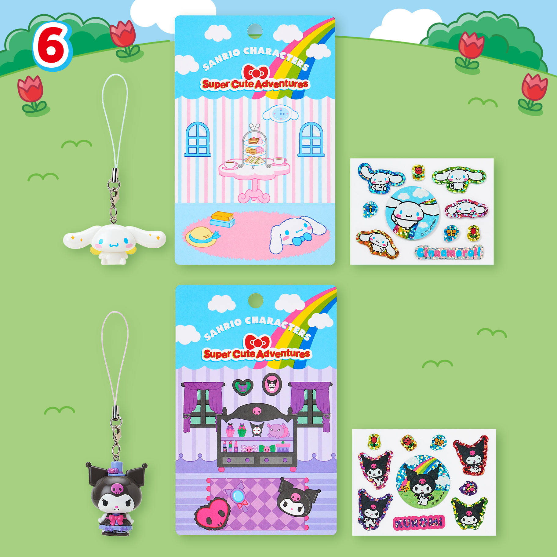 《Super Cute Adventures 三麗鷗超級可愛大冒險》角色吊飾與貼紙組 大耳狗、酷洛米款