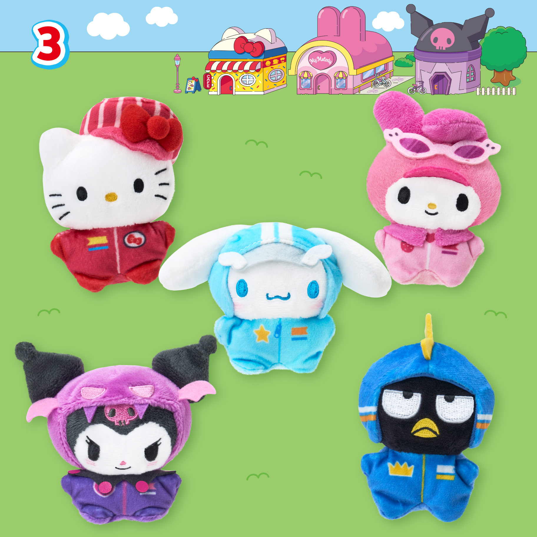《Super Cute Adventures 三麗鷗超級可愛大冒險》「絨毛系列」迷你絨毛玩偶第二彈!五款明星角色穿上各行各業服裝
